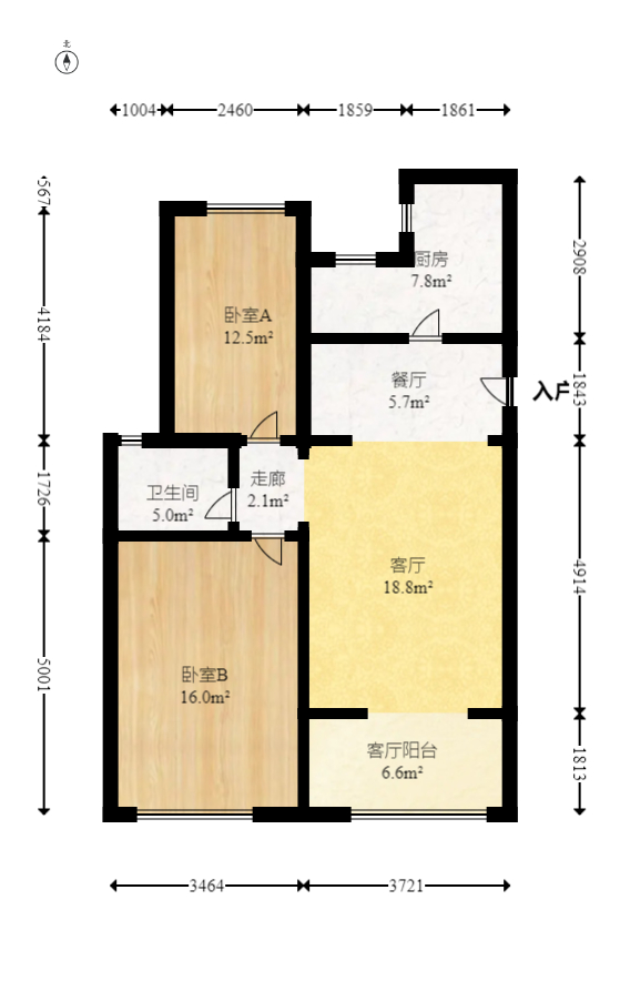 绿地公馆（绿地名邸）  2室1厅1卫   99.80万室内图1