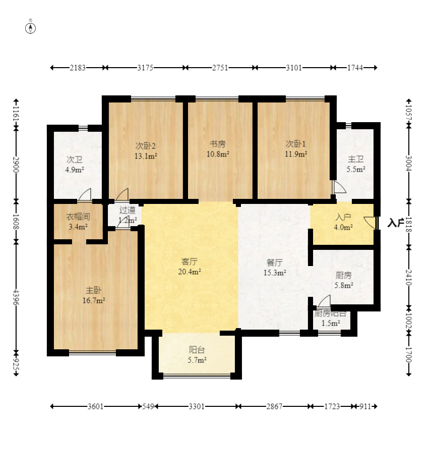 万科城  4室2厅2卫   120.00万室内图1
