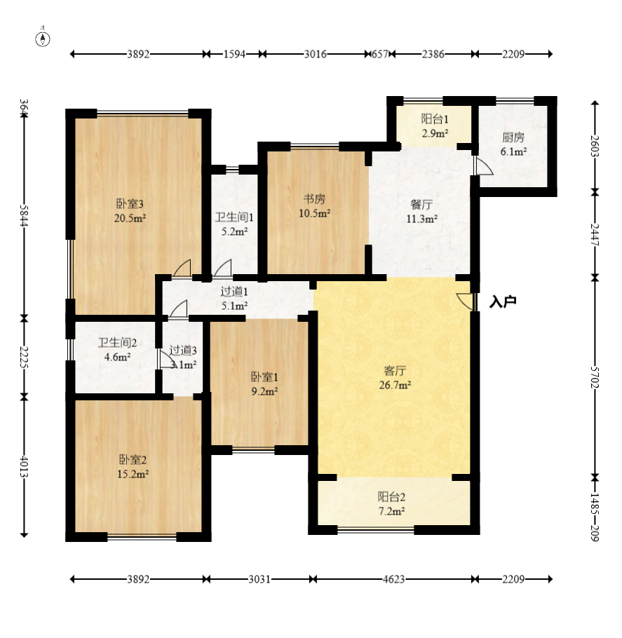 润和滨江府  4室2厅2卫    187.99万室内图1