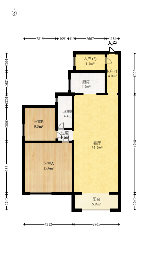 高鑫麓城 2室2厅1卫 78.0万 高鑫麓城 2室2厅1卫 78.0万户型图