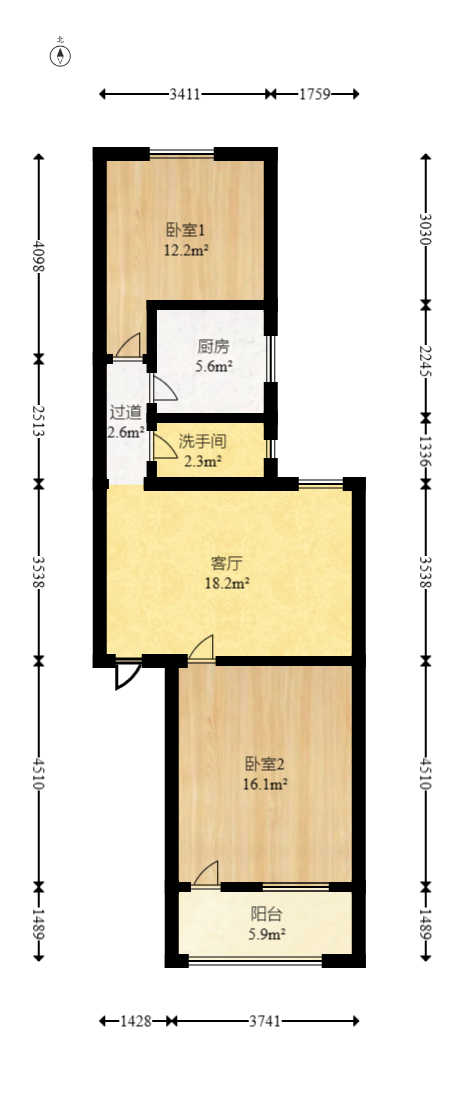 赤岗社区市政小区  2室2厅1卫   35.00万室内图1