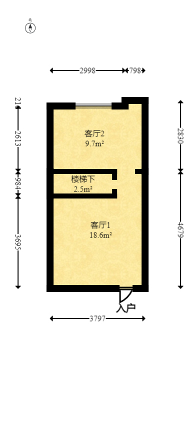 君悦新天地  2室1厅1卫   38.00万室内图1