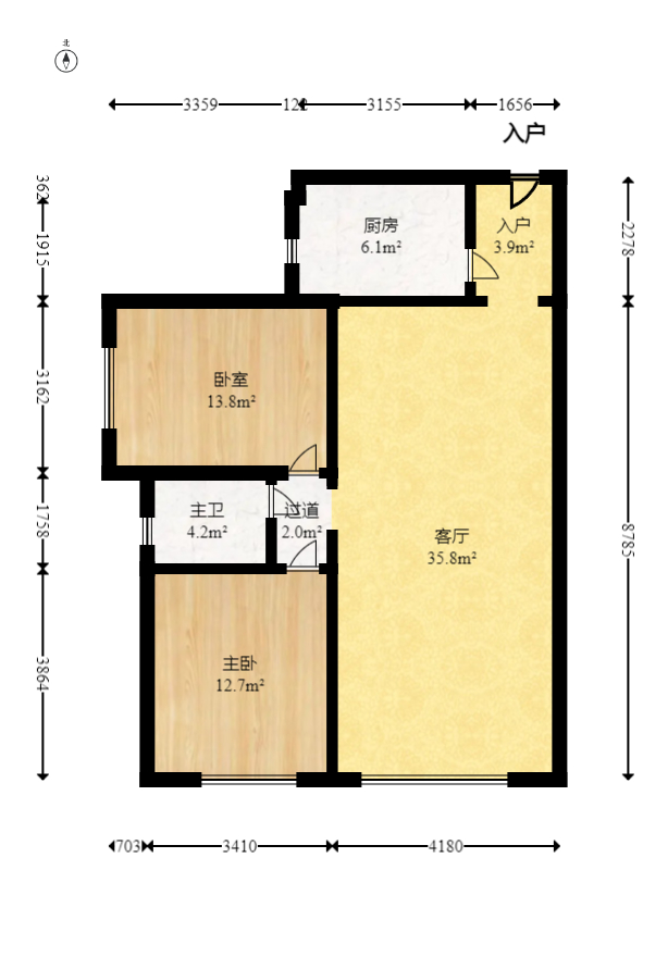 高林金三华邸  2室1厅1卫   45.00万室内图1