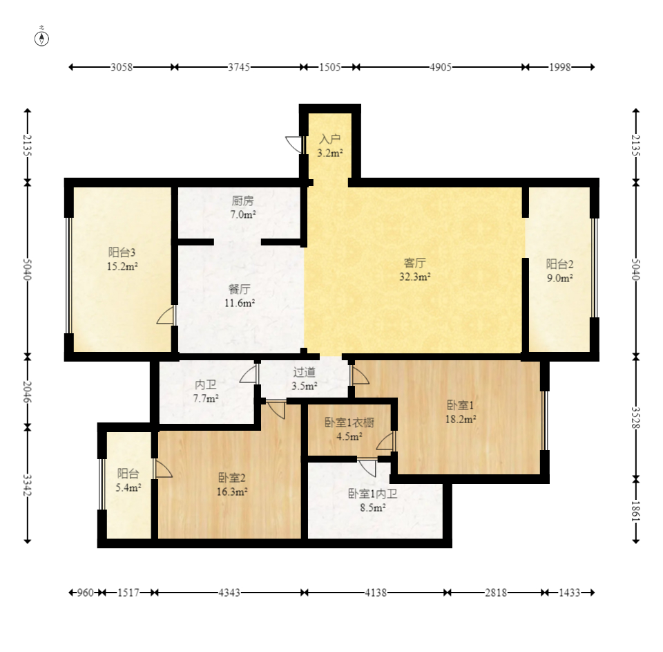 明昇壹城(明昇时代广场)一期 3室2厅2卫 220.0万 明昇壹城(明昇时代广场)一期 3室2厅2卫 220.0万户型图