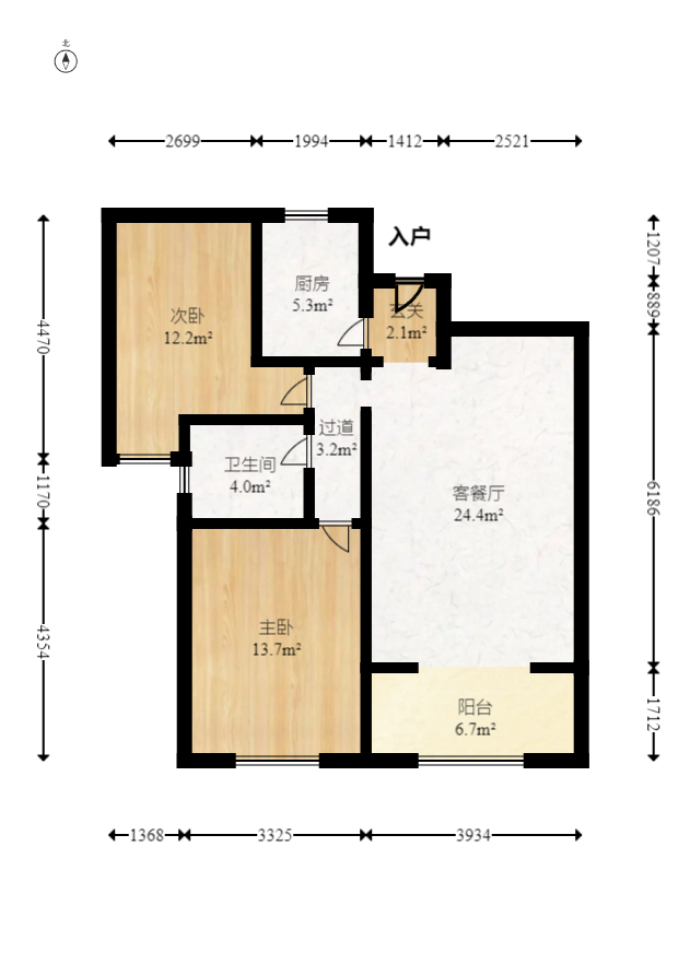 澳海澜庭  2室2厅1卫   56.00万室内图1