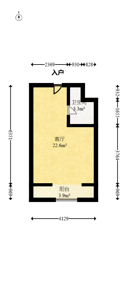 鑫远揽悦（鑫远和城三期）  1室1厅1卫   36.00万室内图1