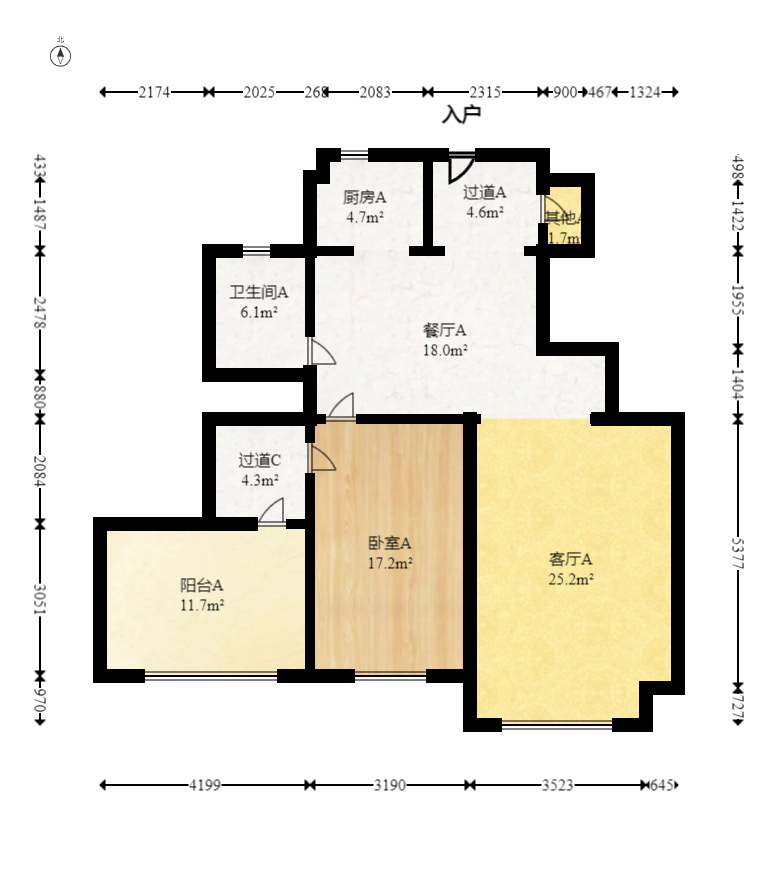 翡翠云天  4室2厅2卫   146.00万室内图1