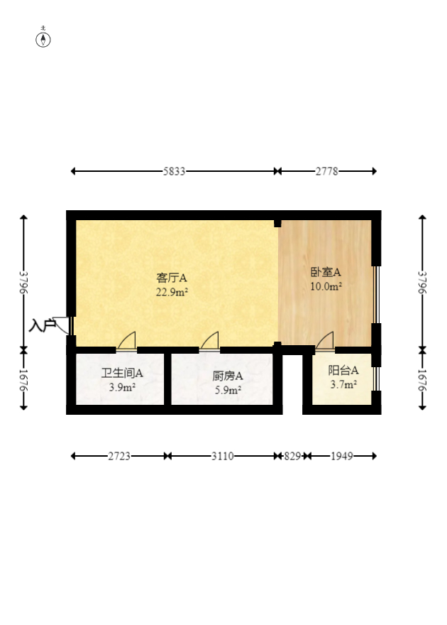 美洲故事  1室1厅1卫   41.00万室内图1
