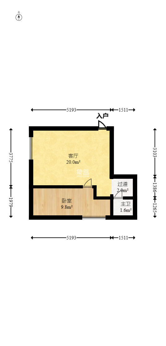明城国际  1室1厅1卫   42.00万室内图1