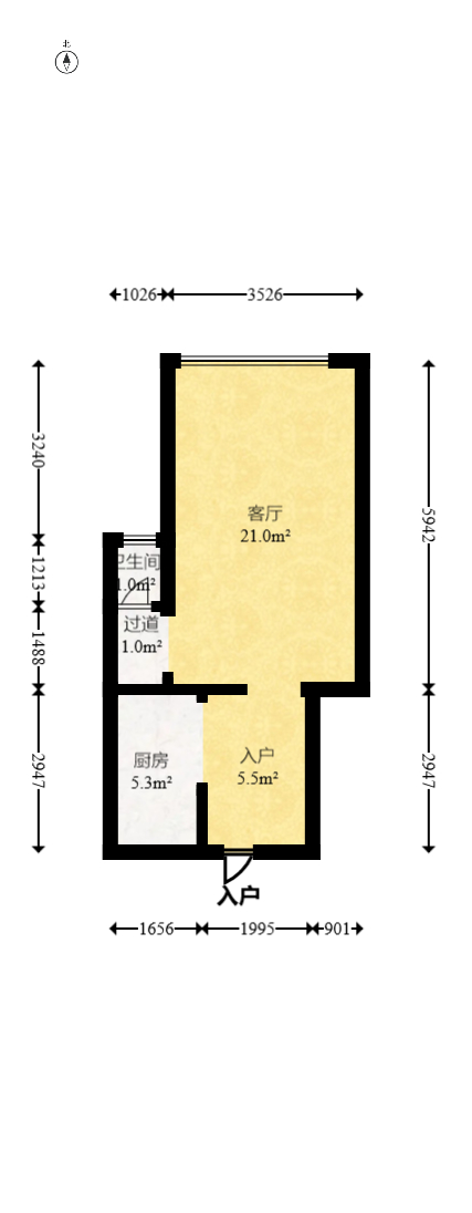 勤诚达新界  2室2厅1卫   65.00万室内图1