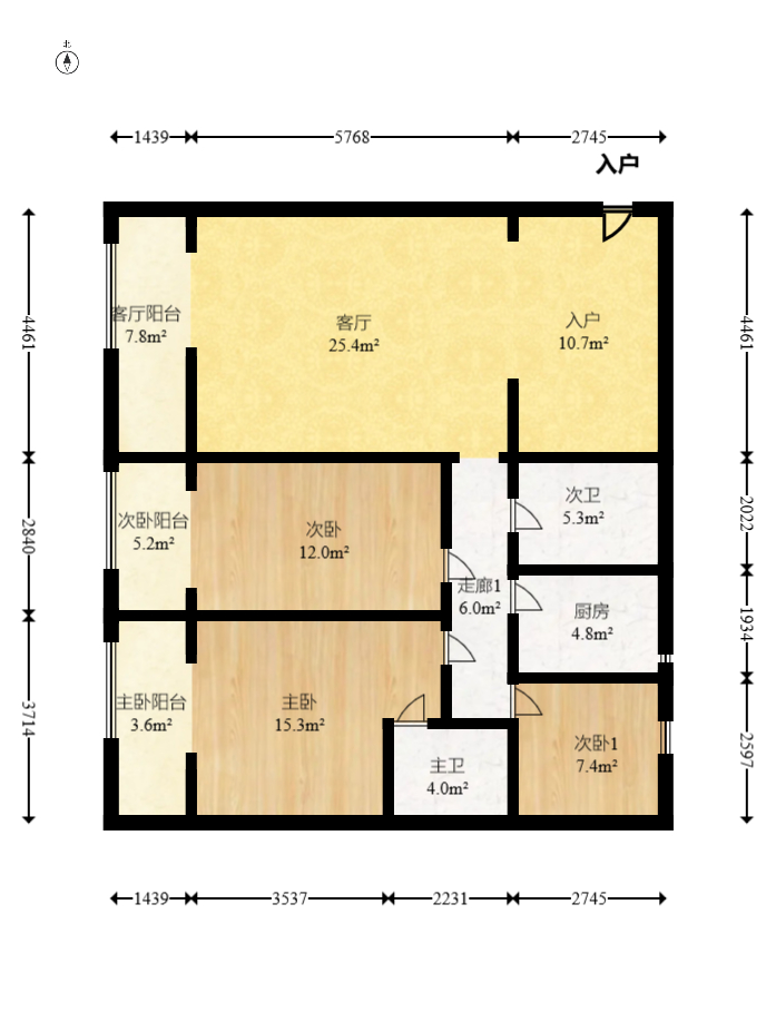 兴力国际大厦  3室2厅2卫   140.00万室内图1