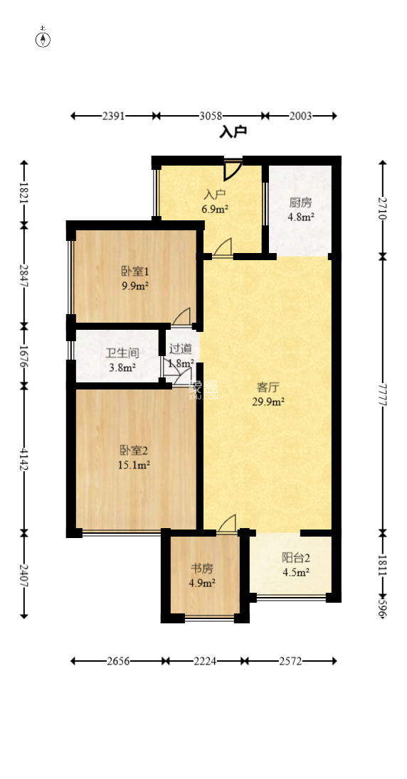 时代倾城一期  2室2厅1卫   86.00万