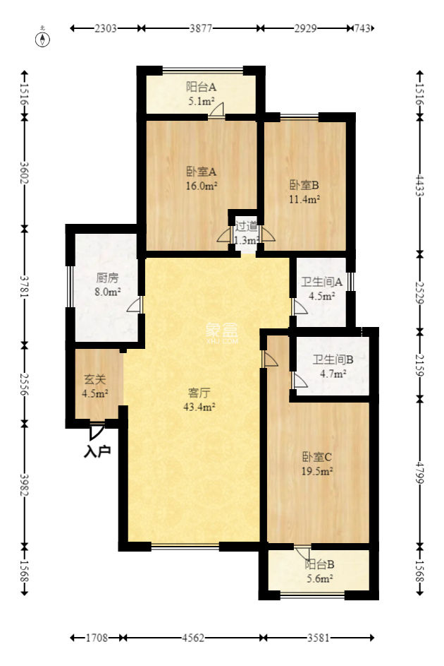 四季美景三期（四季美景水木轩）  3室2厅2卫   95.00万