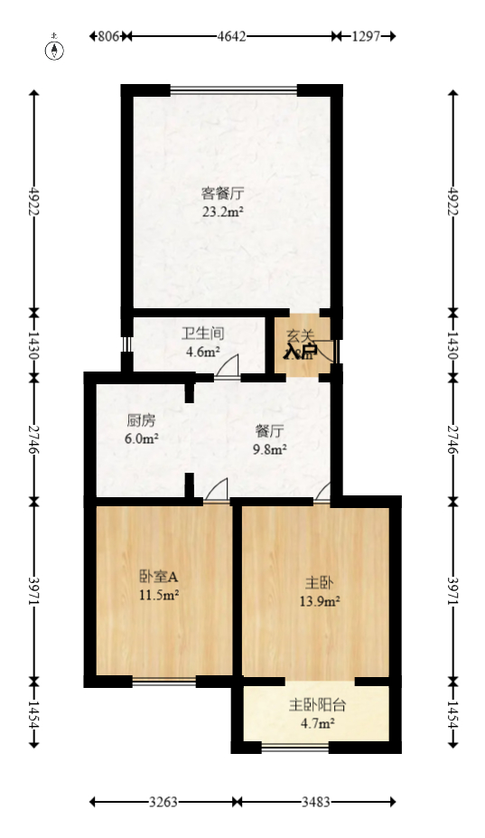 金色山庄  2室2厅1卫   85.00万室内图1
