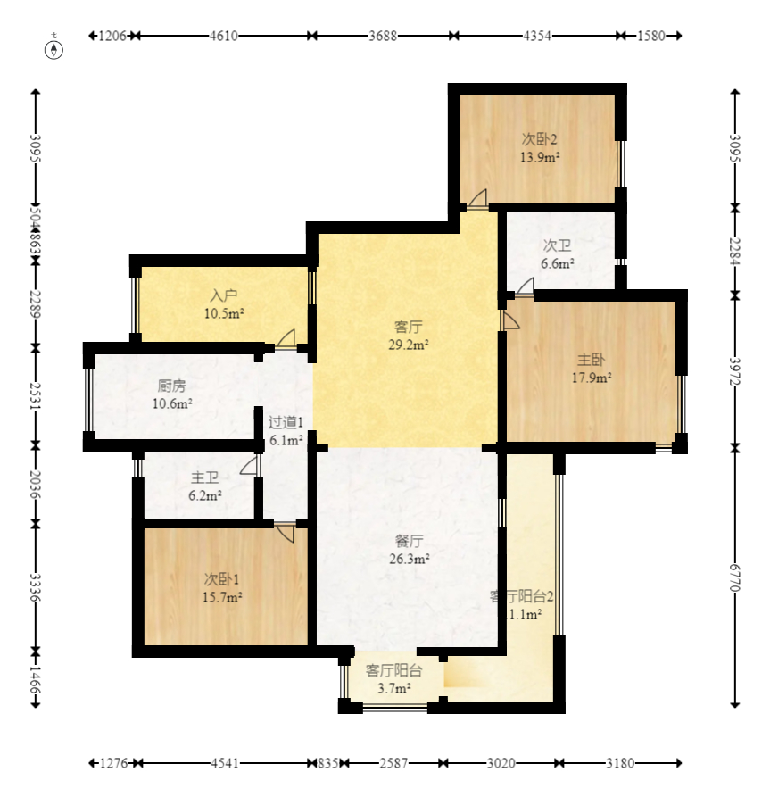 湘江世紀城融江苑  4室2廳1衛(wèi)    228.0萬室內圖1