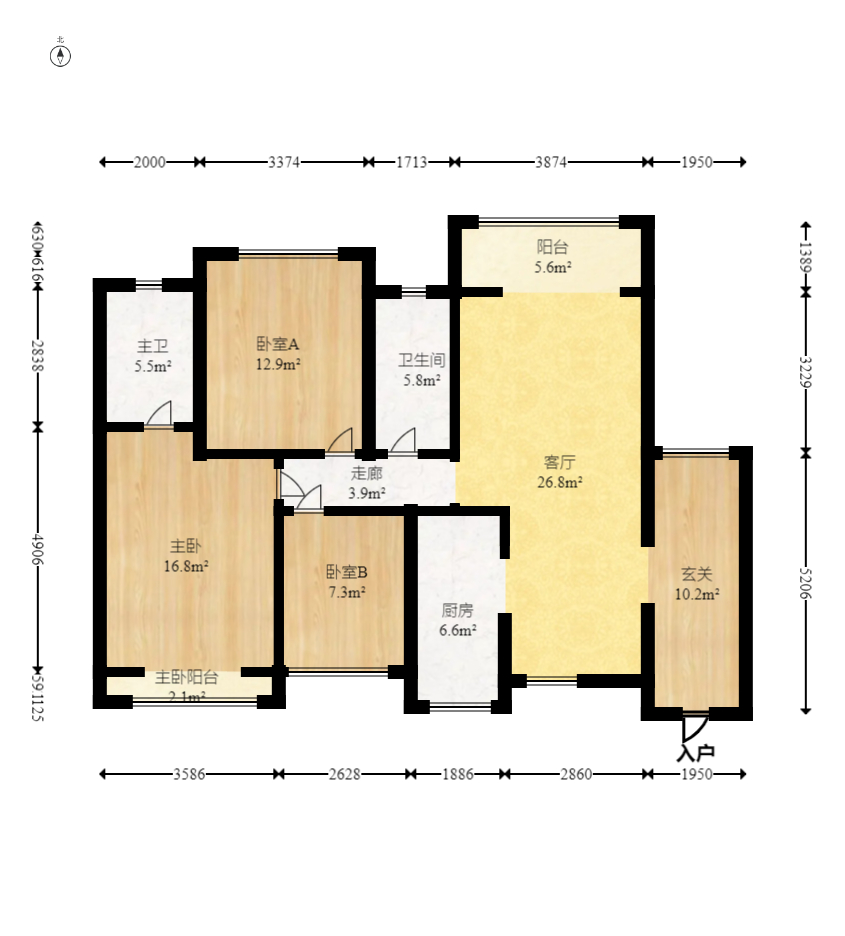 中建芙蓉嘉苑  3室2厅1卫   130.00万室内图1