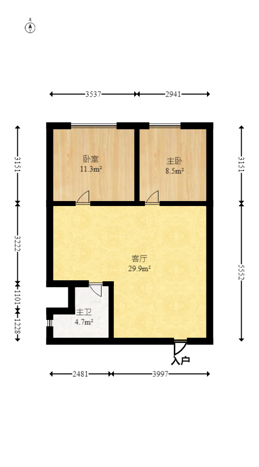 三角花园星城  2室1厅1卫   63.00万室内图1