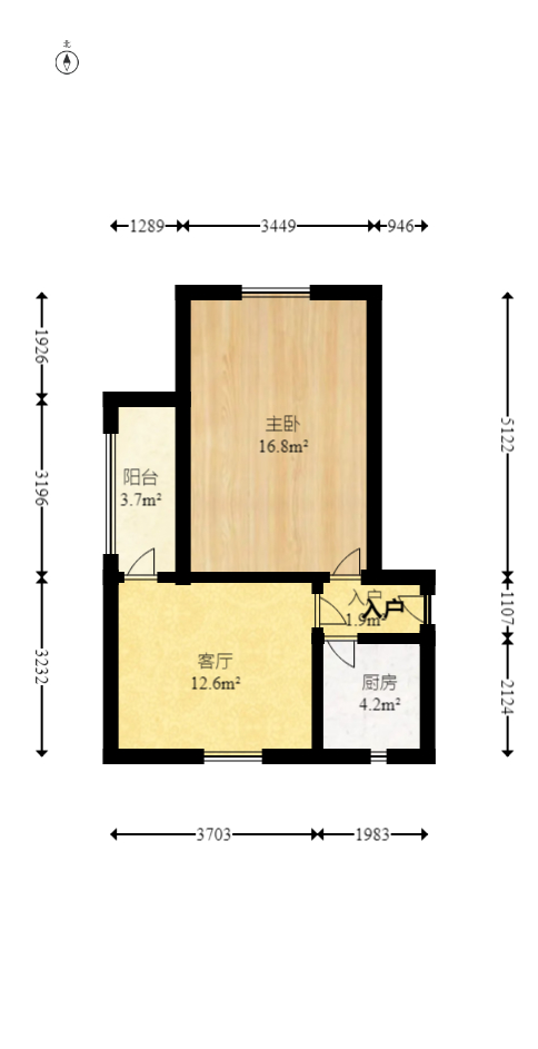 朝阳一、二村  1室1厅1卫   34.90万室内图1