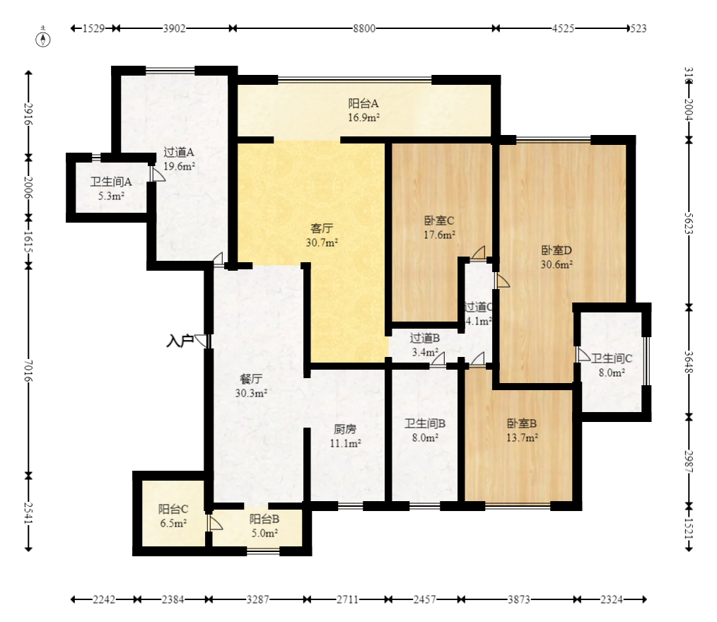 湘水郡（兴旺小爱同学）  4室2厅3卫   151.80万室内图1
