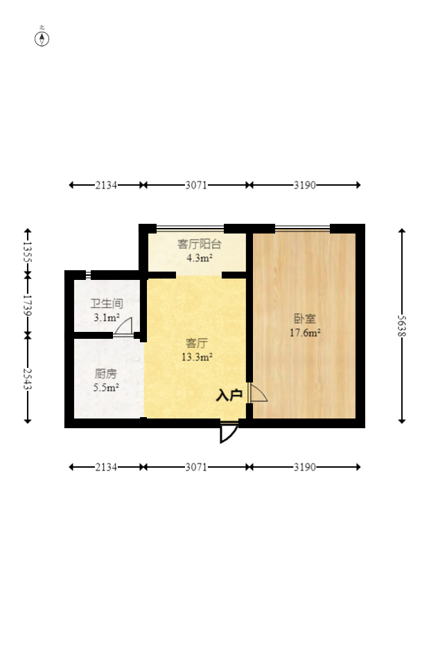 天城尚品  2室1厅1卫   55.00万室内图1