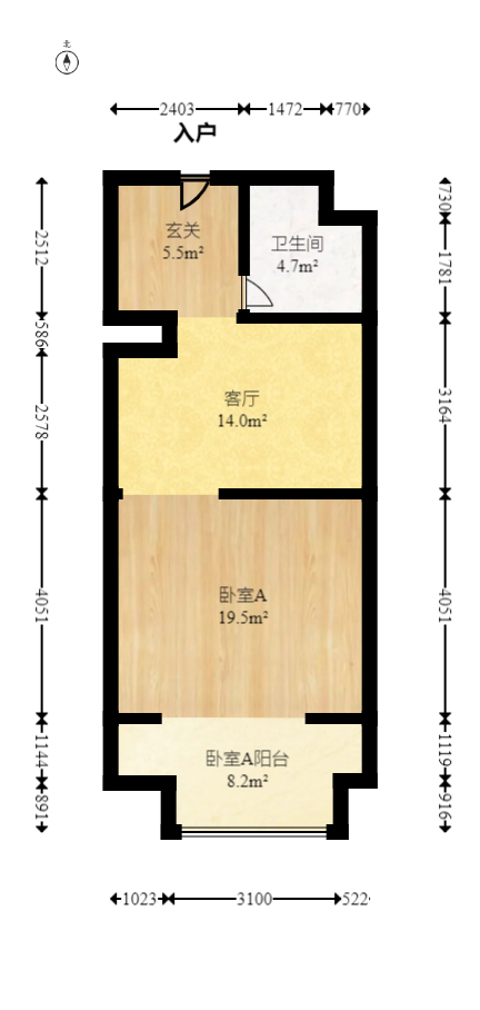 当代滨江MOMA  1室1厅1卫   65.00万室内图1