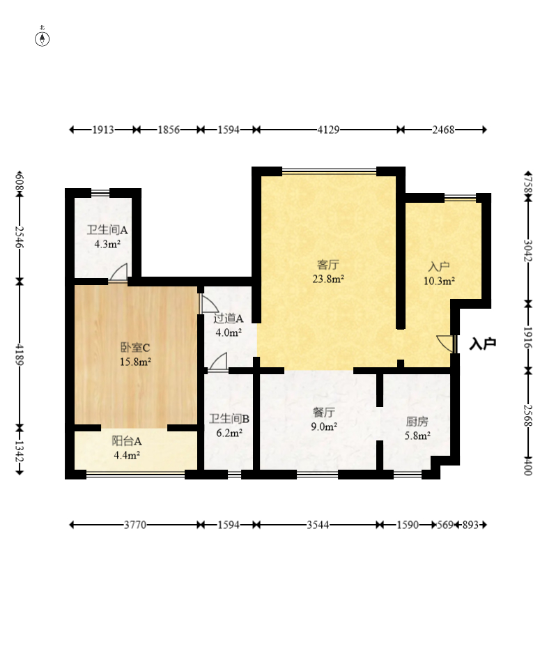 湘府十城（汇财御景湾新寓,汇财国际）  3室2厅1卫   110.00万室内图1