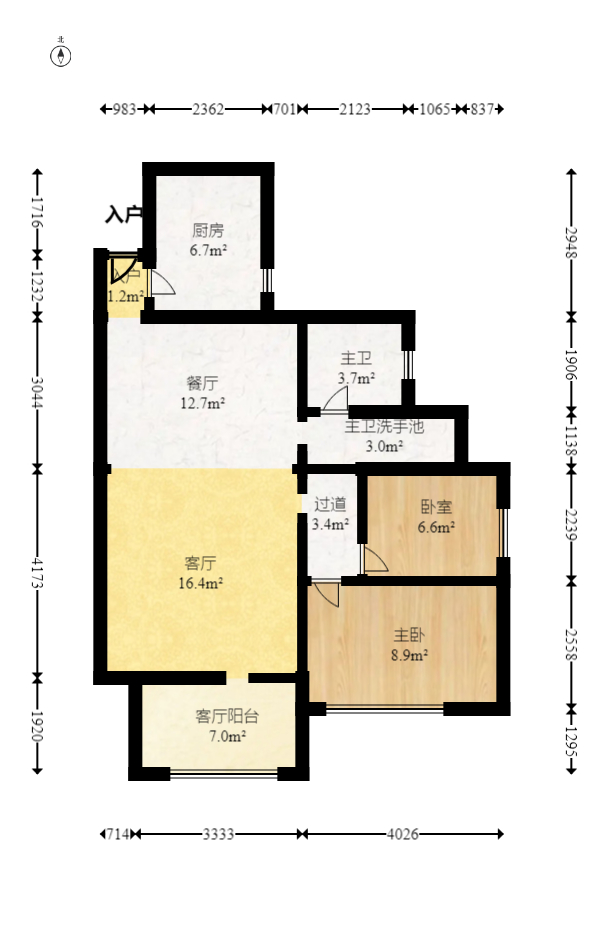 蝴蝶谷 2室2厅1卫 49.79万 蝴蝶谷 2室2厅1卫 49.79万户型图