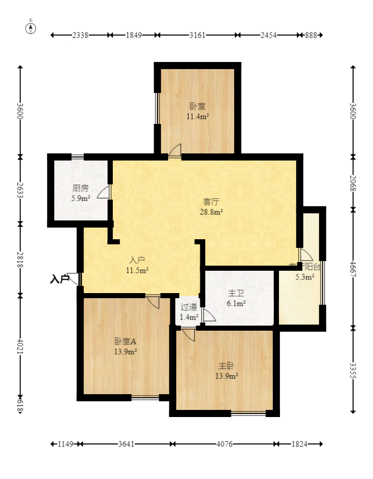 香槟小镇(香槟花苑) 3室2厅2卫 79.9万 香槟小镇(香槟花苑) 3室2厅2卫 79.9万户型图