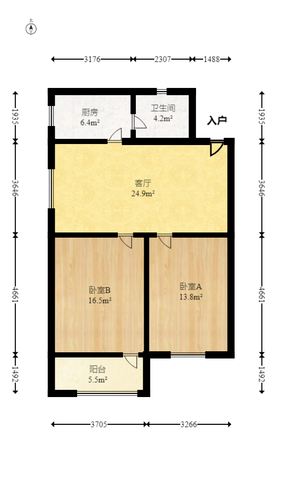 湖南六建伍家岭小区  2室2厅1卫   40.00万室内图1