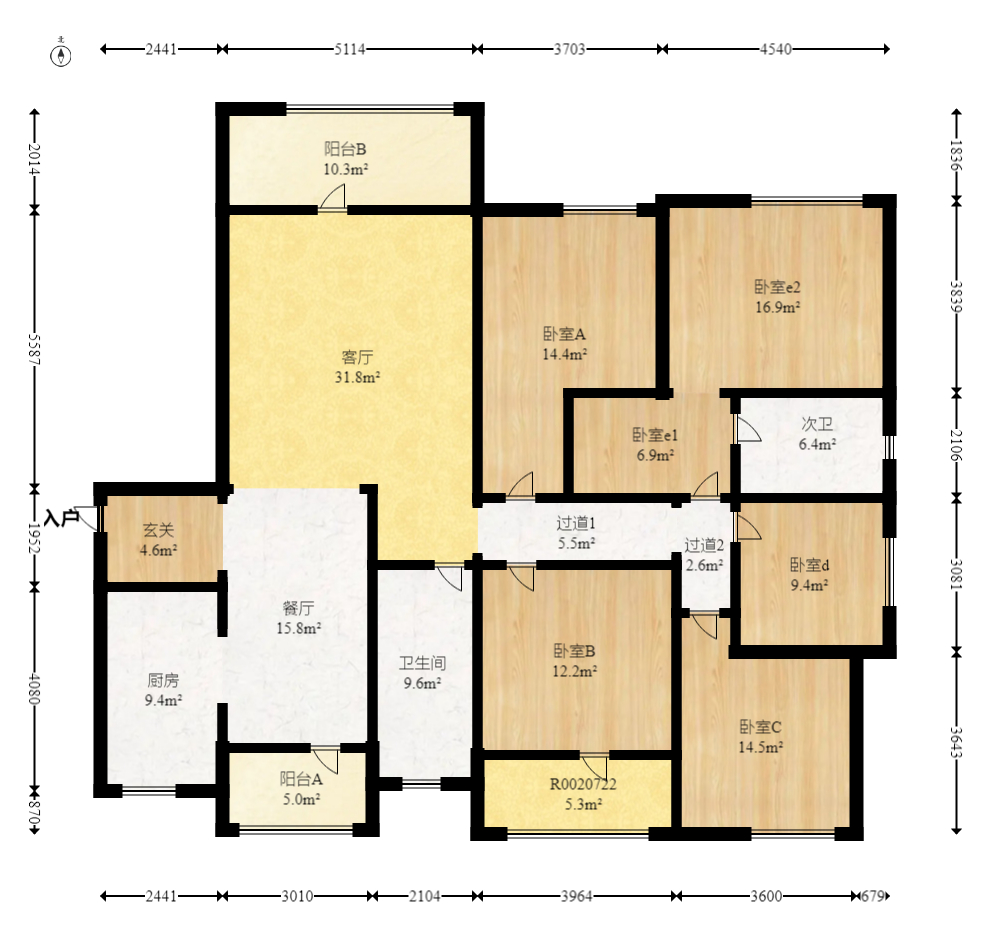 长房东旭国际  5室2厅2卫    240.0万室内图1