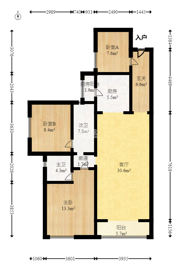 蔷薇国际  3室2厅2卫    70.0万
