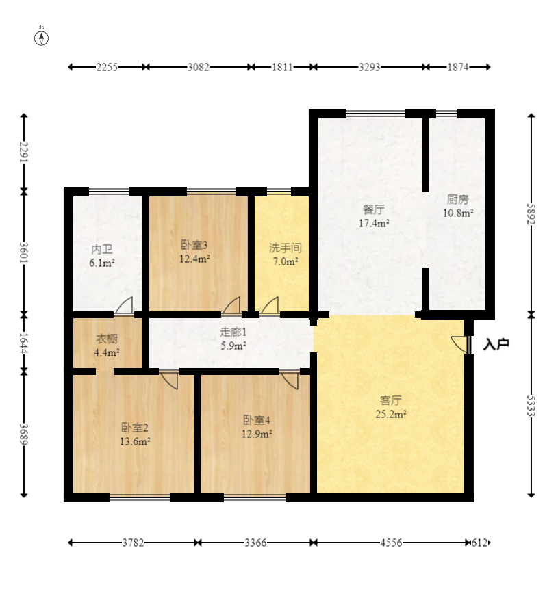 明昇壹城（明昇时代广场）一期  5室2厅2卫   414.50万室内图1