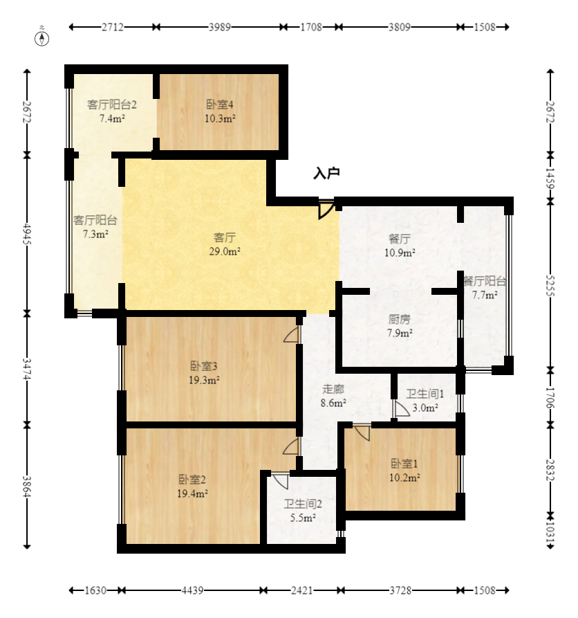 鑫远湘府华城  4室2厅1卫    150.0万 鑫远湘府华城  4室2厅1卫    150.0万户型图