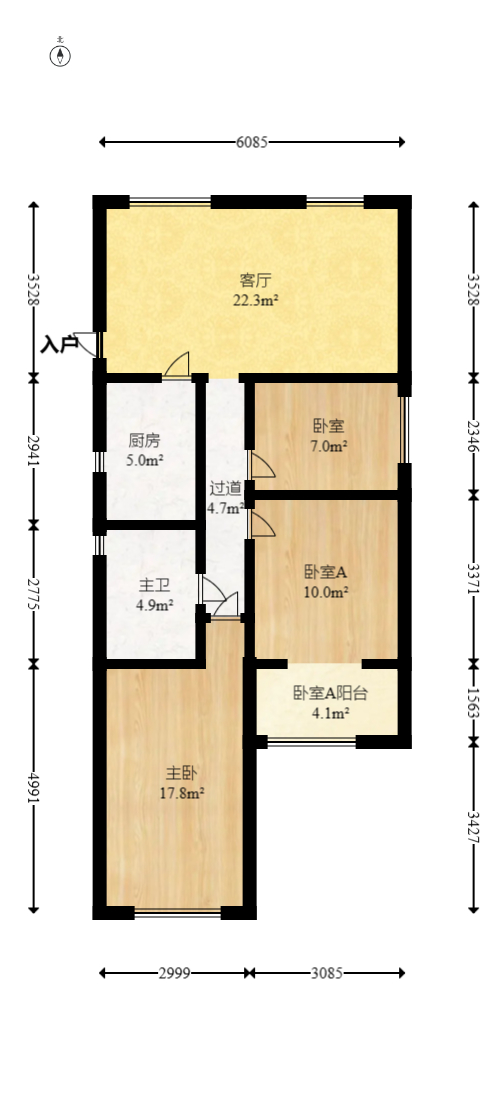 郡原居里  3室2廳1衛(wèi)    56.0萬室內(nèi)圖1