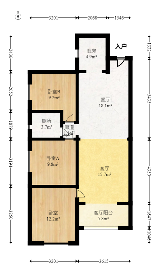 兰亭湾畔  3室2厅1卫   109.90万室内图1