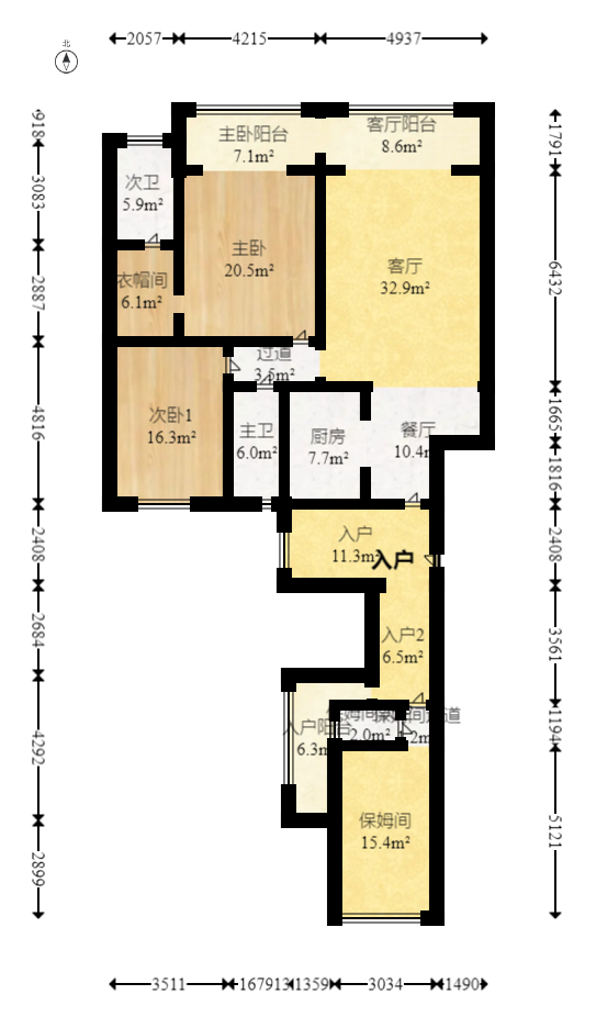 恒大御景半岛湘江苑（恒大御景半岛一期）  3室2厅3卫   268.00万室内图1