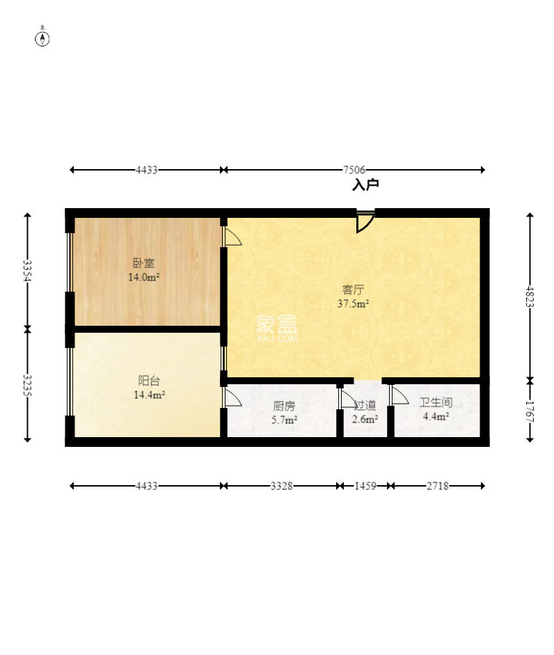 上河国际A座 2室1厅1卫 47.0万 上河国际A座 2室1厅1卫 47.0万户型图