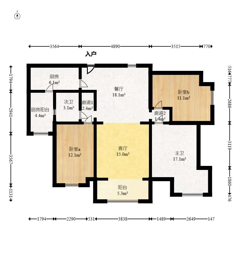 保利麓谷林语F区  3室2厅1卫    113.9万室内图1
