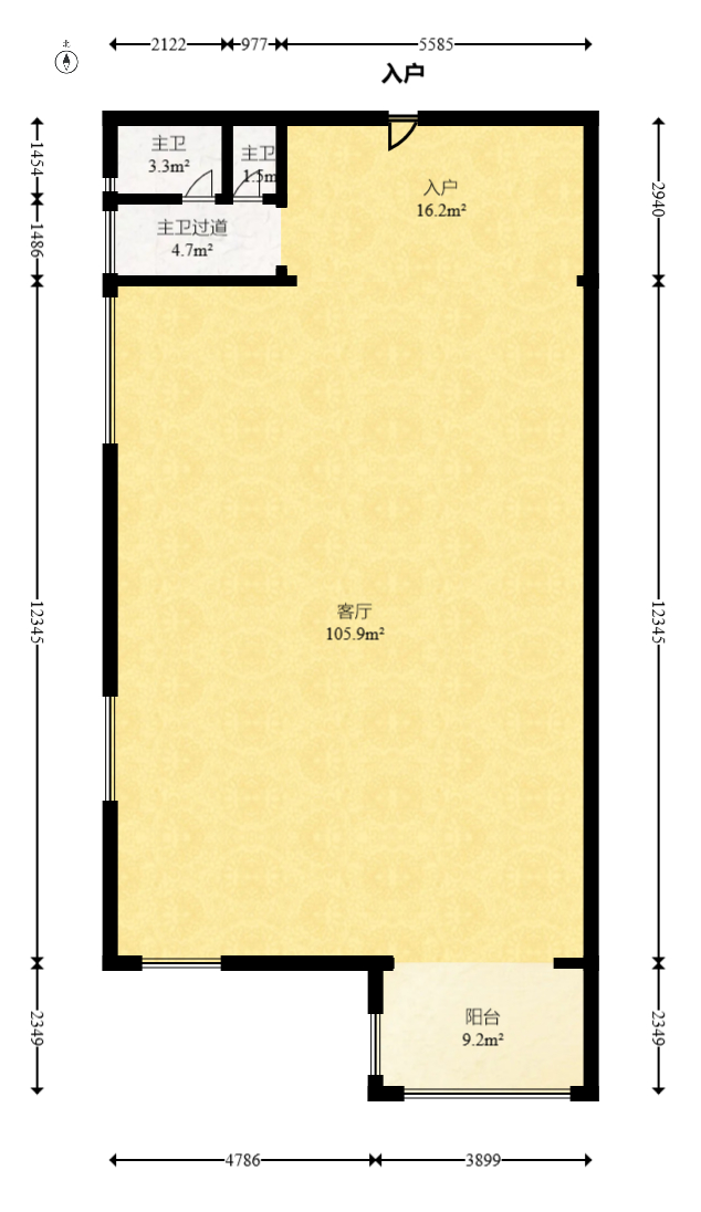 华天新城  2室2厅1卫   148.00万室内图1