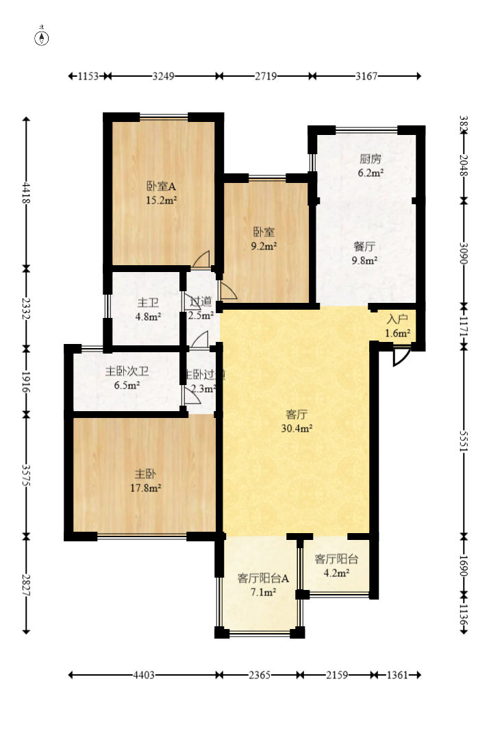 山水芙蓉国际新城 3室2厅2卫 106.0万 山水芙蓉国际新城 3室2厅2卫 106.0万户型图