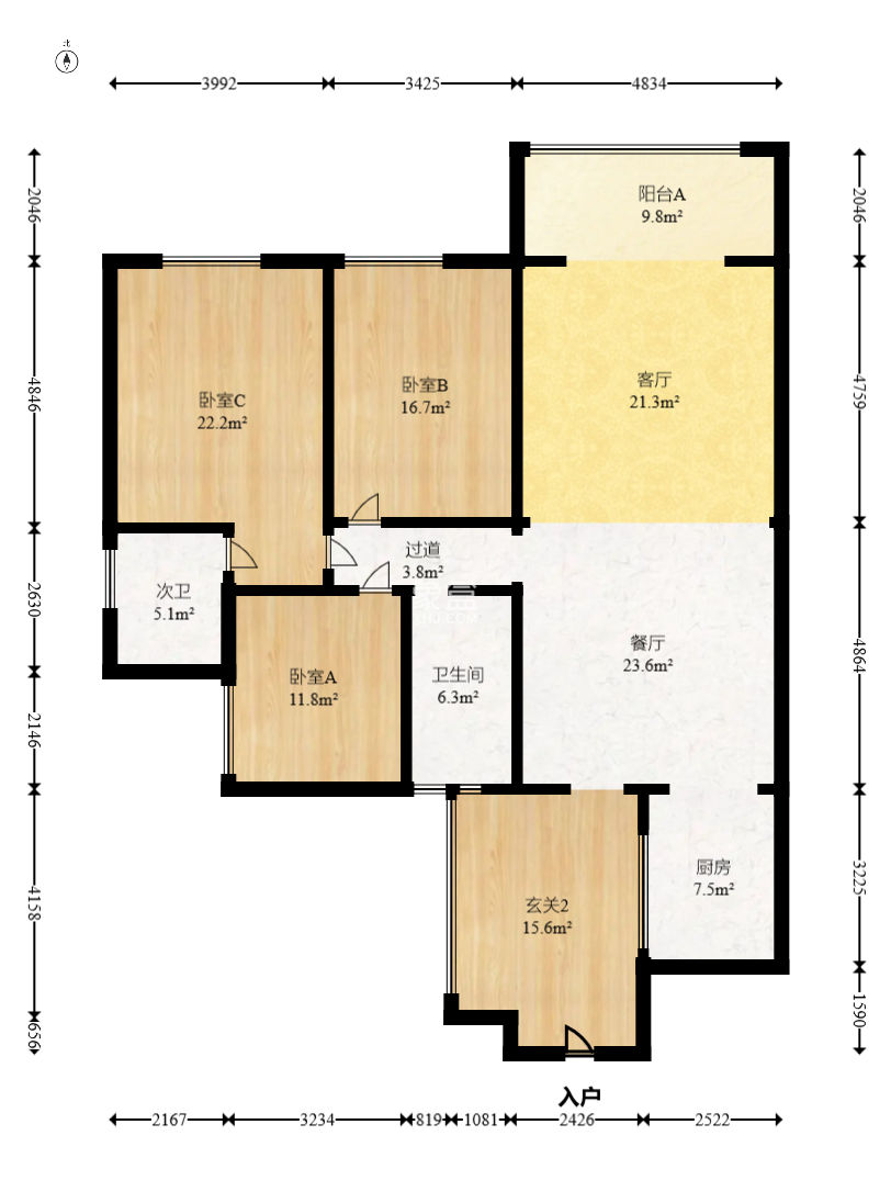 工贸大厦  3室2厅2卫    118.0万