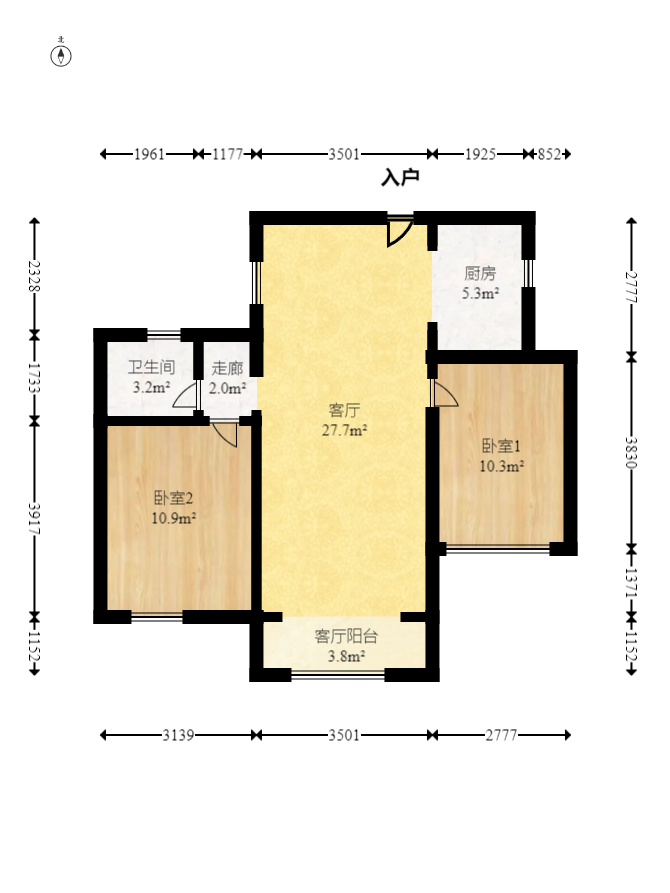中建信和城  2室2厅1卫   91.00万室内图1
