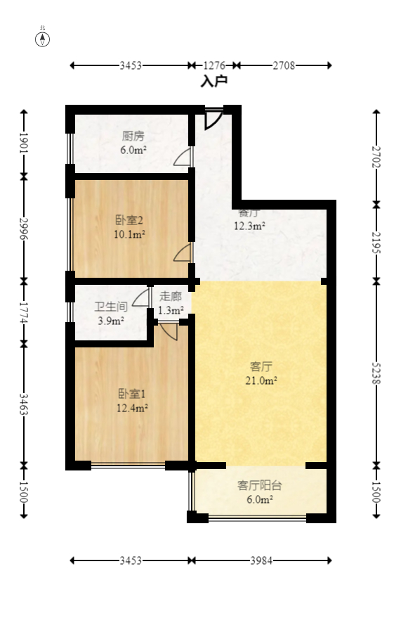 中南红领邦（红星嘉和苑）  2室1厅1卫   85.00万室内图1