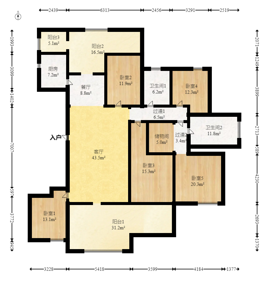 勤诚达新界  5室2厅2卫    148.0万 勤诚达新界  5室2厅2卫    148.0万户型图