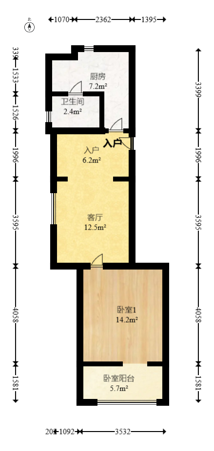 马王堆交警队宿舍  2室2厅1卫   40.80万室内图1