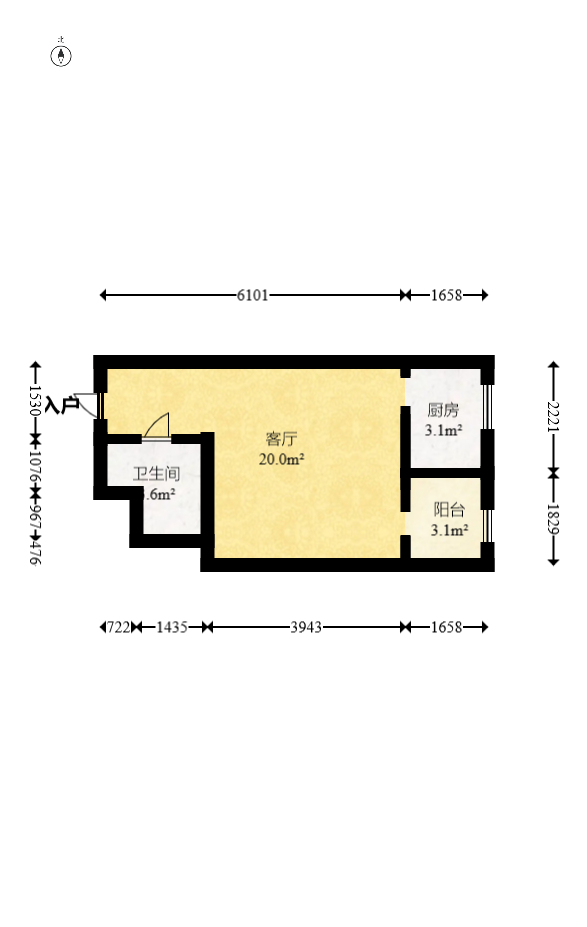 东方航标 1室1厅1卫 21.79万 东方航标 1室1厅1卫 21.79万户型图