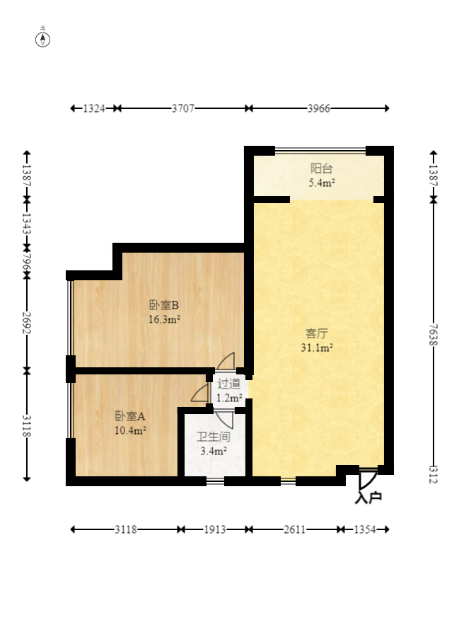 金土地第一湾  2室2厅1卫    68.0万室内图1