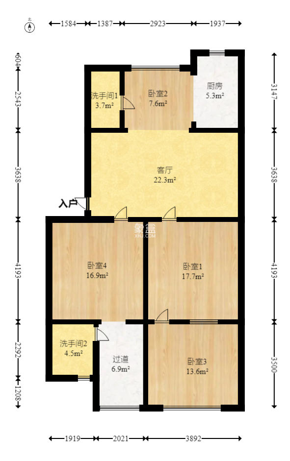 湘农桥社区  3室1厅2卫   118.00万室内图1