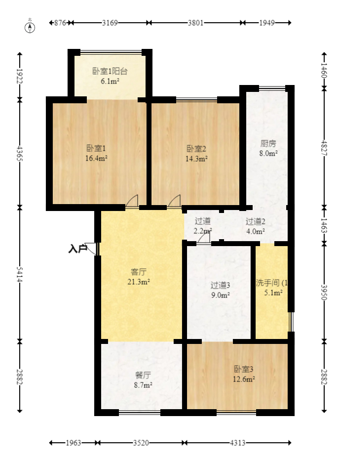 交通技校宿舍  2室2厅1卫   110.00万室内图1