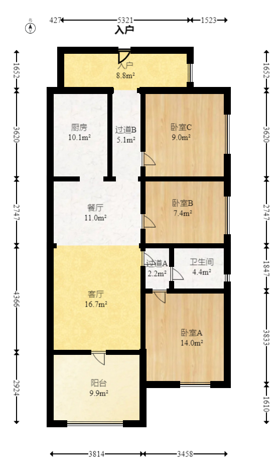 佳兆业水岸新都  3室2厅1卫   56.00万室内图1
